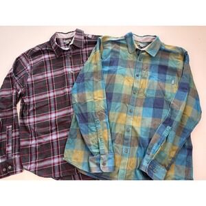 Eddie Bauer Mens Plaid Flannel Button Down Shirt Long Sleeve XL Lot of 2